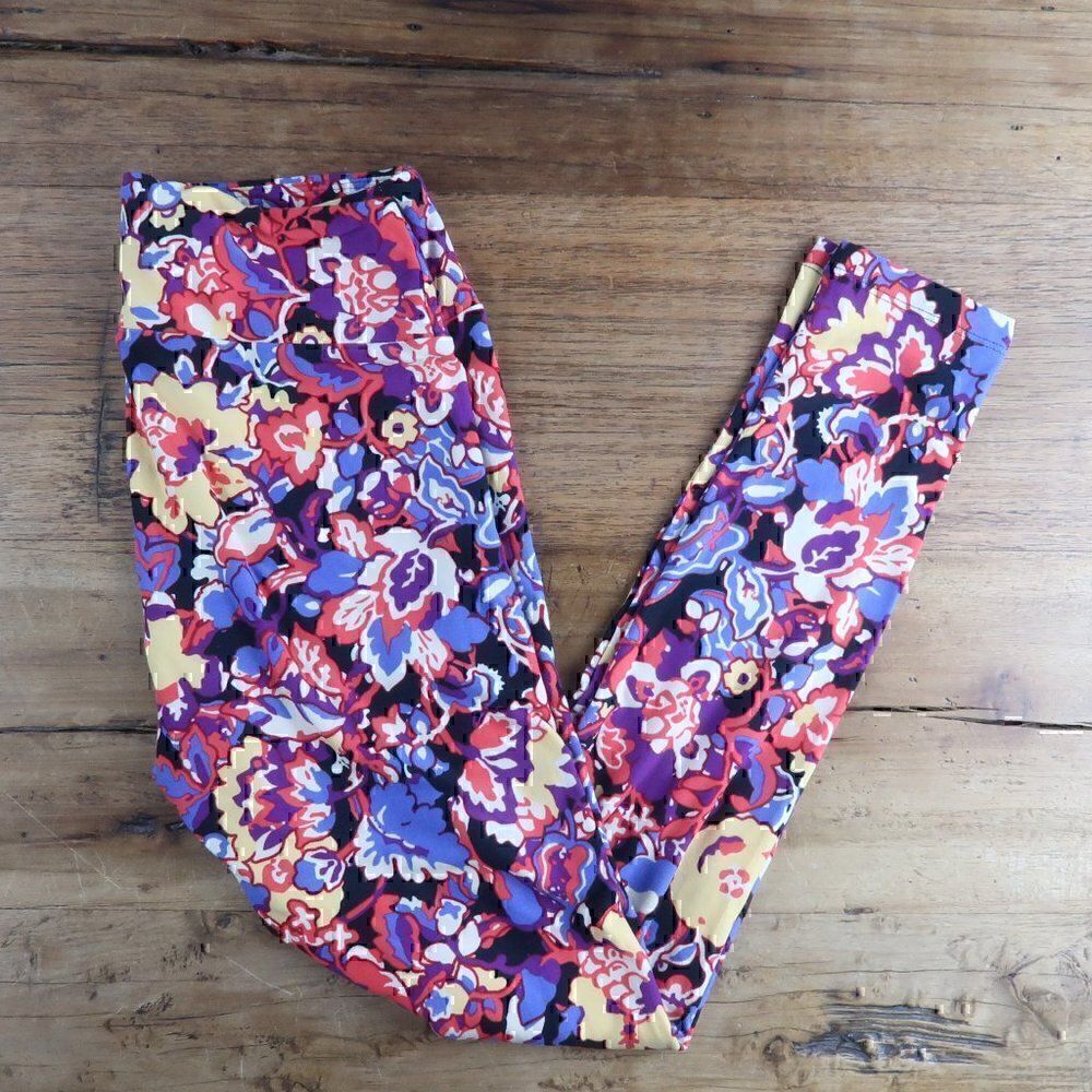LULAROE MULTI COLOR FLORAL FASHION LEGGINGS SIZE SMALL